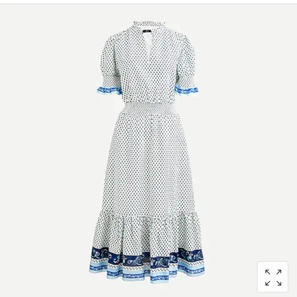 J. Crew smocked ruffle dress in cotton voile NWT